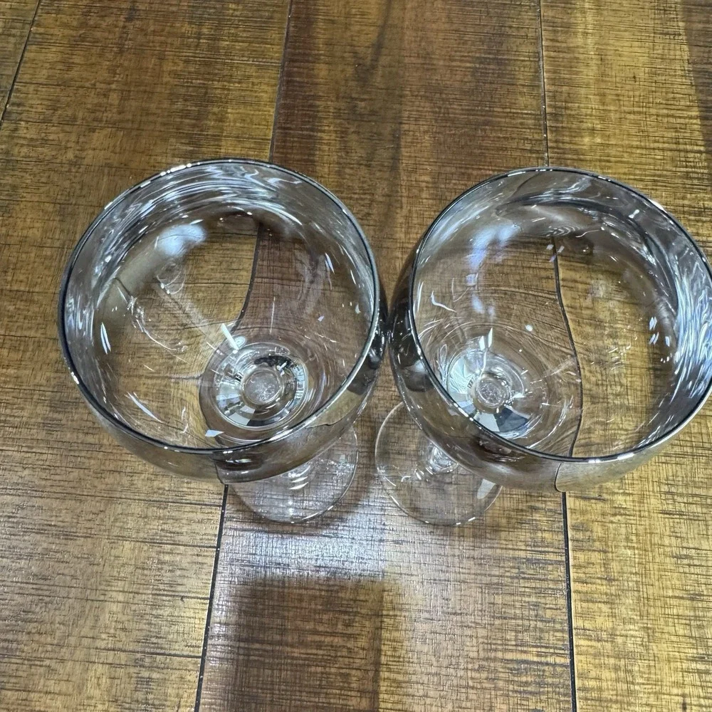 Mercury Ombre Wine Glasses‎ Set of 2 Classic Metallic Fade Tall Elegant Barware